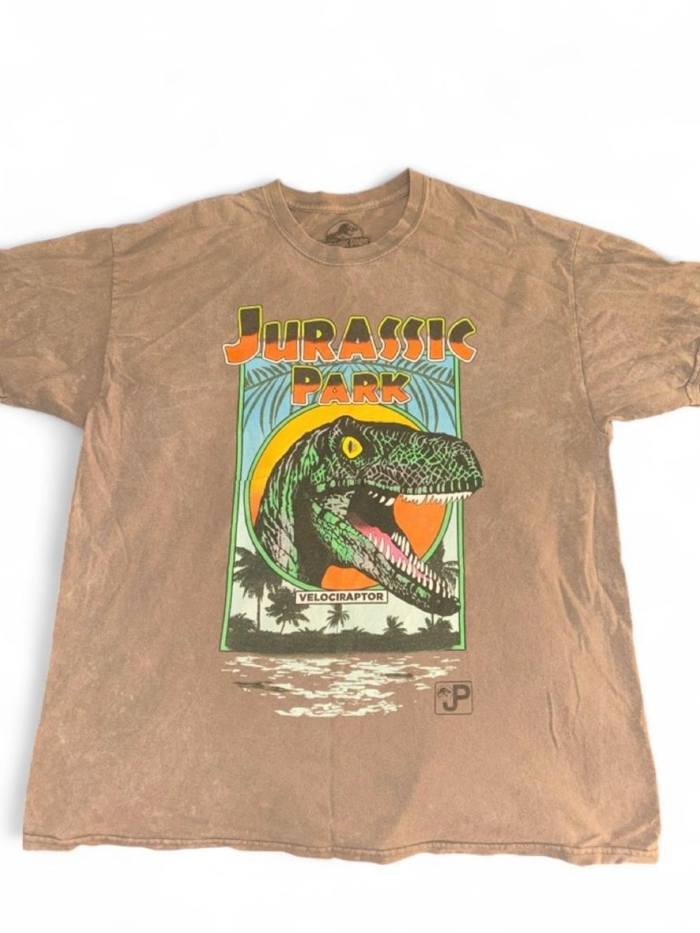 Universal Jurassic Park Velociraptor Graphic Tee - Brown, Green, Orange